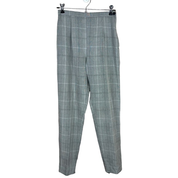 Size 3 Vintage 90’s Grey Plaid Tapered Dress Pants Tartan Extra Small Academia - Picture 1 of 9